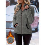 Double-Sided Fleece Zip-Up Cardigan - Casual Plush Hooded Jacket for Men Women Winter Warm Outerwear - Image 4