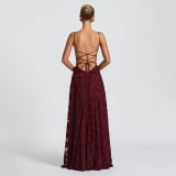 Cross-Border Amazon European And American Style Women's Evening Dress New Fashion Versatile Hot Girl Style Burgundy Sexy Suspender Dress - Image 2