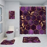 Bathroom Five-piece Set, Shower Curtain, Three-piece Mat Set, Aluminum Alloy Decorative Painting - Image 32
