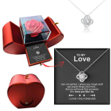 Hollow Clover Pendant Necklace And Apple-shaped Jewelry Box - Image 2
