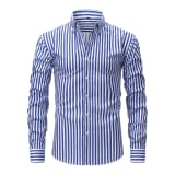 Jiachuan Cross-Border European And American Elastic Non-Iron Men's Shirt Long Sleeve Digital Print Striped Casual Fashion Shirt Men's Clothing - Image 10
