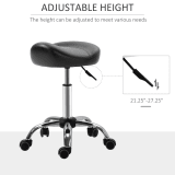 Saddle Stool Height Adjustable Rolling Salon Chair PU Leather Black for Massage Spa Clinic Beauty Tattoo - Image 3