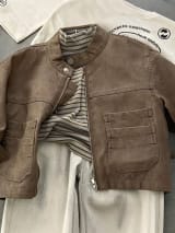 Boys' Motorcycle-style Jacket Top And Pants Three-piece Set - Image 6