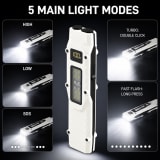 Rechargeable UV Battery Display Type C LED Flashlight DT007 WHITE 1200LM For Camping Outdoor Emergency - Image 3