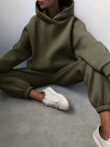 2026 Women's Autumn And Winter New Sales In Europe And America Casual Fashion With Thick Velvet And Warmth, Long Sleeve Hoodie And Pants, Two Piece Set - Image 9