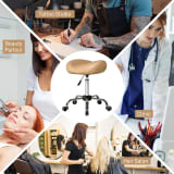 Saddle Stool, Height Adjustable Rolling Salon Chair with PU Leather for Massage, Spa, Clinic, Beauty and Tattoo, Brown - Image 6