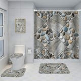 Bathroom Five-piece Set, Shower Curtain, Three-piece Mat Set, Aluminum Alloy Decorative Painting - Image 6