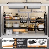 Kitchen Storage Rack With Retractable Sink, Layered Pot Rack In Cabinet, Multifunctional Cabinet Storage Rack For Pots And Pans - Image 6