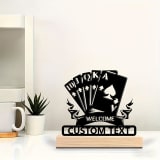 Customized Minimalist Poker Desktop Ornament With Artistic Matching Base, Iron Craft Tabletop Decor, Home Office Centerpiece Ornament For Desktop & Storage Rack, New Year Decoration - Image 1