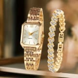 Womens Square-Shape Quartz Wristwatch Set - Image 6