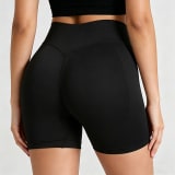 Dark Grey Yoga Shorts The Buttocks Of White Lips & Skull Graphic Activewear - Image 3