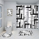 Bathroom Five-piece Set, Shower Curtain, Three-piece Mat Set, Aluminum Alloy Decorative Painting - Image 9