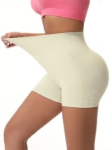 Women's High Waist Seamless Biker Shorts, Ribbed Textured Butt Lifting Tummy Control Fitness Yoga Workout Athletic Shorts - Image 12