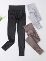 Women Seamless High Waist Yoga Leggings 3 Pack, Ribbed Textured Workout Pants, Butt Lifting Tummy Control Athletic Gym Running Leggings For Fitness - Image 6