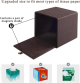 Linen Square Tissue Box Cover, Coffee Cube Tissue Holder With Rosegold Leather Decor And Magnetic Bottom For Home, Office And Car - Image 2