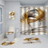 Bathroom Five-piece Set, Shower Curtain, Three-piece Mat Set, Aluminum Alloy Decorative Painting - Image 63