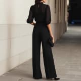European And American Cross-Border Fashion Set For Women, New Summer Style, Slimming Printed Short-Sleeve Wide-Leg Pants Three-Piece Set - Image 2