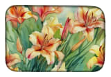Utah Sego Lilies in Watercolor Dish Drying Mat Absorbent Dish Drying Mat Pad for Kitchen Counter Dish Drainer Mat for Countertop, 14 x 21", Multicolor - Image 1