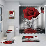 Bathroom Five-piece Set, Shower Curtain, Three-piece Mat Set, Aluminum Alloy Decorative Painting - Image 26