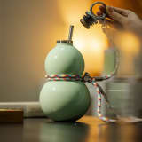 Gourd Shape Insulated Tumbler With Straw 520ml Travel T Hermos Lightgreen - Image 14