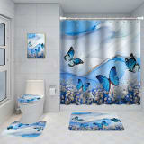 Bathroom Five-piece Set, Shower Curtain, Three-piece Mat Set, Aluminum Alloy Decorative Painting - Image 15