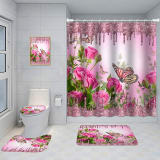 Bathroom Five-piece Set, Shower Curtain, Three-piece Mat Set, Aluminum Alloy Decorative Painting - Image 7