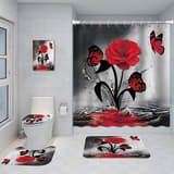 Bathroom Five-piece Set, Shower Curtain, Three-piece Mat Set, Aluminum Alloy Decorative Painting - Image 8