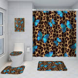 Bathroom Five-piece Set, Shower Curtain, Three-piece Mat Set, Aluminum Alloy Decorative Painting - Image 5