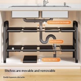 Kitchen Storage Rack With Retractable Sink, Layered Pot Rack In Cabinet, Multifunctional Cabinet Storage Rack For Pots And Pans - Image 14