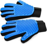 Pet Hair Removal Gloves 2 Pack, Blue Grooming Gloves For Dogs And Cats, Deshedding And Massage Gloves For Loose Fur - Image 1