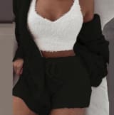 3pcs Womens Clothing Long Sleeve Crop Tank Top And Drawstring Shorts Pajama Set - Image 4