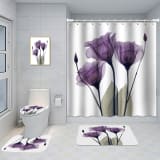 Bathroom Five-piece Set, Shower Curtain, Three-piece Mat Set, Aluminum Alloy Decorative Painting - Image 33