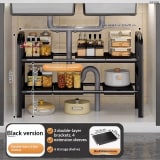 Kitchen Storage Rack With Retractable Sink, Layered Pot Rack In Cabinet, Multifunctional Cabinet Storage Rack For Pots And Pans - Image 3