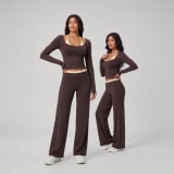 Nude-Color Textured Activewear Set Womens Yoga And Fitness Two-Piece Outfit - Image 6