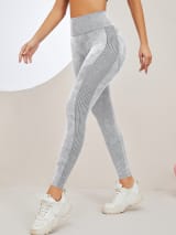 Women Seamless Washed Yoga Leggings High Waist Tummy Control Butt Lifting Ribbed Workout Gym Athletic Pants - Image 6