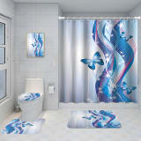 Bathroom Five-piece Set, Shower Curtain, Three-piece Mat Set, Aluminum Alloy Decorative Painting - Image 11
