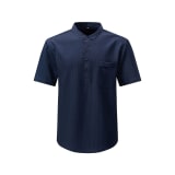 Jiana Cross-Border Summer Short-Sleeved Men's Shirt With Henry Collar, Casual Vacation Fashion Versatile Shirt, Men's Stand-Up Collar T-Shirt - Image 9