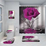 Bathroom Five-piece Set, Shower Curtain, Three-piece Mat Set, Aluminum Alloy Decorative Painting - Image 14