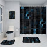 Bathroom Five-piece Set, Shower Curtain, Three-piece Mat Set, Aluminum Alloy Decorative Painting - Image 27