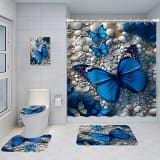 Bathroom Five-piece Set, Shower Curtain, Three-piece Mat Set, Aluminum Alloy Decorative Painting - Image 32
