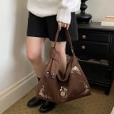 Women's Casual Embroidered Floral Canvas Tote Bag - Image 2