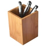 Bamboo Wood Pen And Pencil Holder, Multipurpose Desktop Organizer Cup For Office Supplies, Makeup Brushes And Small Accessories - Image 1