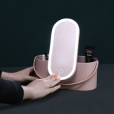 Portable Led Desk Storage Cosmetic Mirror Organizer Box With Light - Image 1
