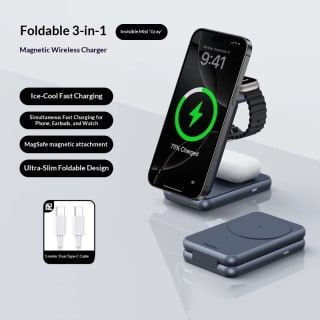 Small Round Unit Foldable 3-in-1 Multifunctional Magnetic Wireless Charger