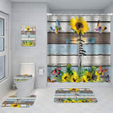 Bathroom Five-piece Set, Shower Curtain, Three-piece Mat Set, Aluminum Alloy Decorative Painting - Image 17