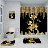 Bathroom Five-piece Set, Shower Curtain, Three-piece Mat Set, Aluminum Alloy Decorative Painting - Image 36