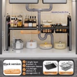 Kitchen Storage Rack With Retractable Sink, Layered Pot Rack In Cabinet, Multifunctional Cabinet Storage Rack For Pots And Pans - Image 7