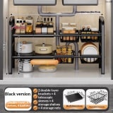 Kitchen Storage Rack With Retractable Sink, Layered Pot Rack In Cabinet, Multifunctional Cabinet Storage Rack For Pots And Pans - Image 17