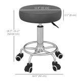 Vinsetto Salon Stool with Adjustable Height, PU Leather Barber Rolling Massage Tattoo Chair for Bar Beauty SPA, Grey - Image 2