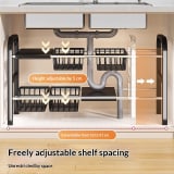 Kitchen Storage Rack With Retractable Sink, Layered Pot Rack In Cabinet, Multifunctional Cabinet Storage Rack For Pots And Pans - Image 13